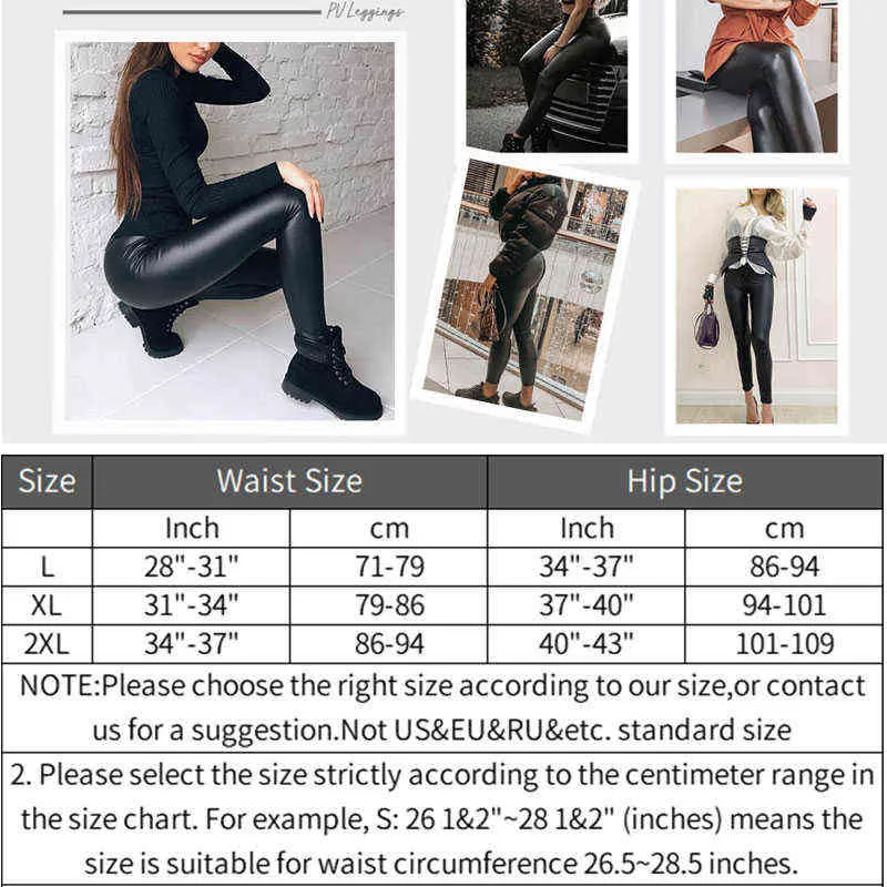 Mulheres faux couro leggings à prova d 'água Sexy PU legging Stretchy Push Up Black Legins Fitness Elastic Skinny Calças 211215