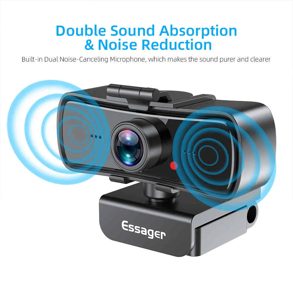 Essager C3 1080Pカム2KフルHDカメラPCコンピューターのラップトップUSBカムMicrophone AutoFocus WebCamera YouTube