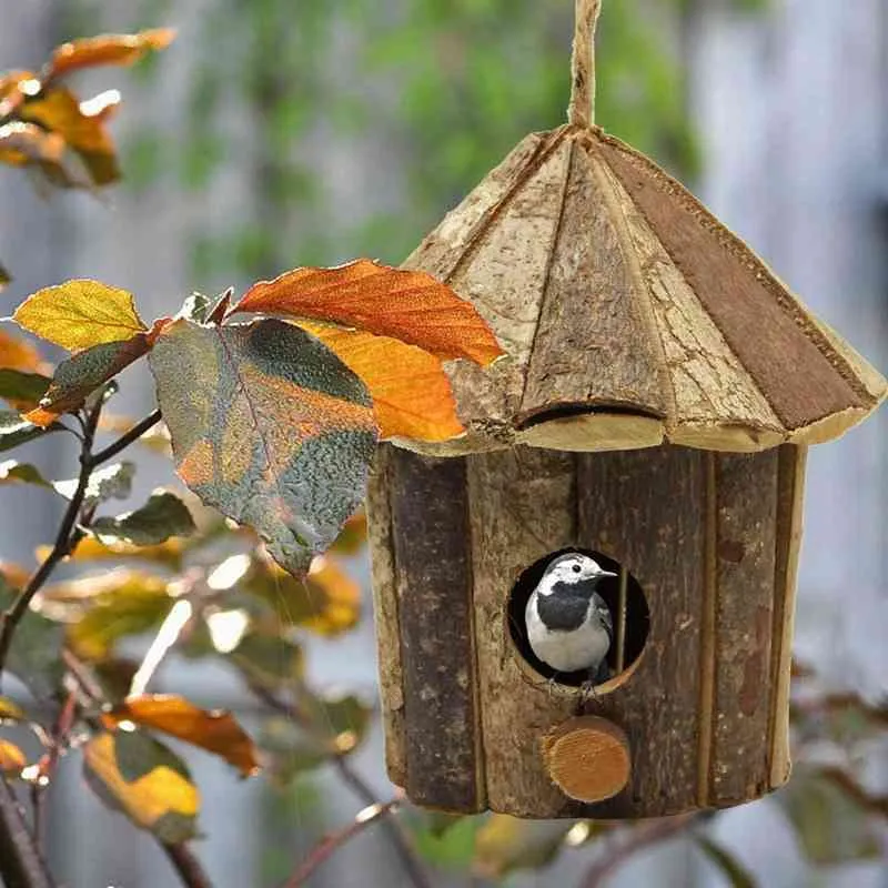 Nid suspendu Maison en bois extérieur ventilé pour les petits oiseaux poulets moiteaux Courtyard Garden Decor Supplies4286373