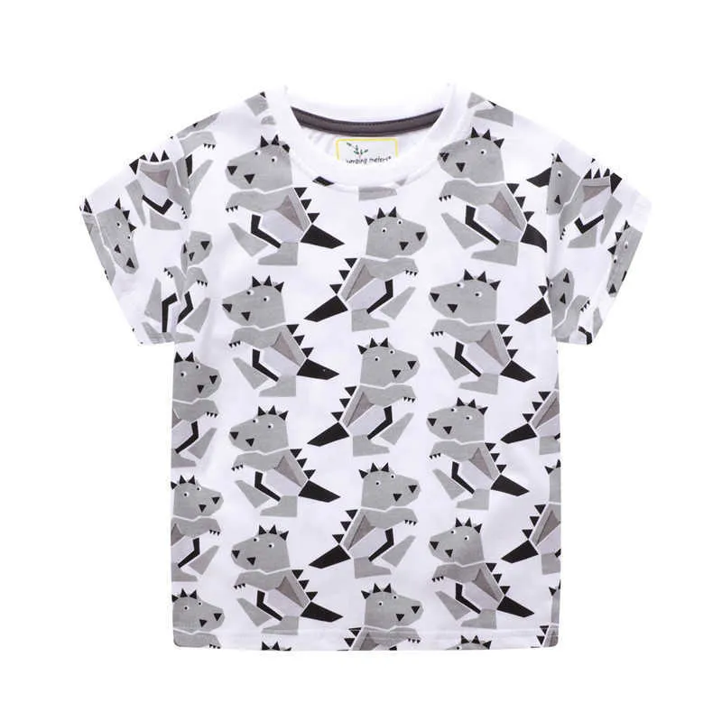 Jumping Meters Cartoon Animals T shirts for Boys Girls Summer Cotton Clothing Fashion Cute Baby Tees Tops 210529