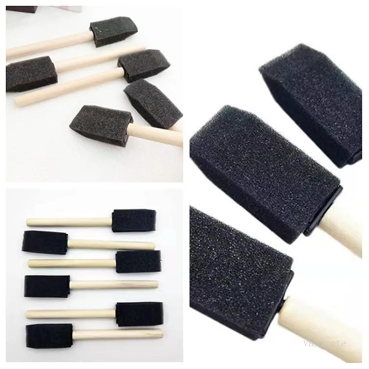 Mousse Éponge Brosse Éponge Pinceaux avec Manche En Bois pour Enfants Enfants Étudiants Art Classe Graffiti Peinture T2I51905