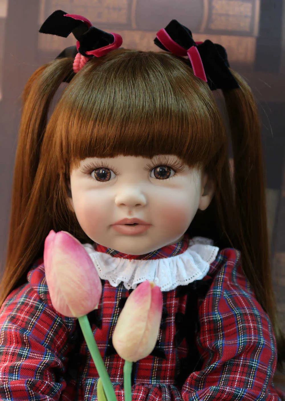 고품질 60cm 큰 크기 재 탄생 유아 공주 실리콘 비닐 사랑 스럽다 실명도 아기 Bonecas 소녀 Bebe 인형 Reborn Menina Q0910