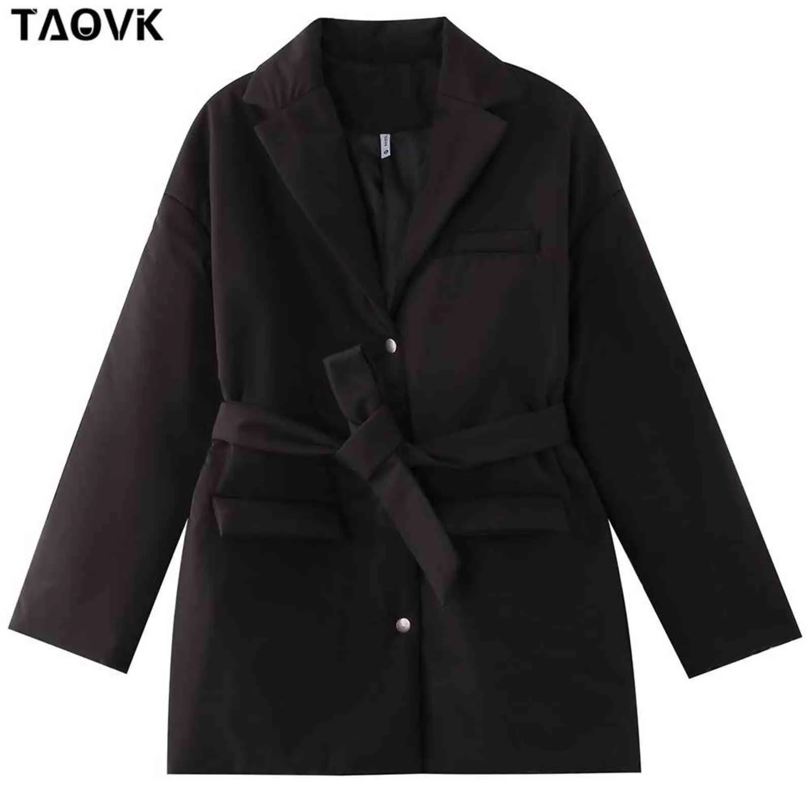 TAOVK Parka corto invernale da donna caldo piumino in cotone femminile casual capispalla allentato cintura cappotto imbottito in cotone 211130