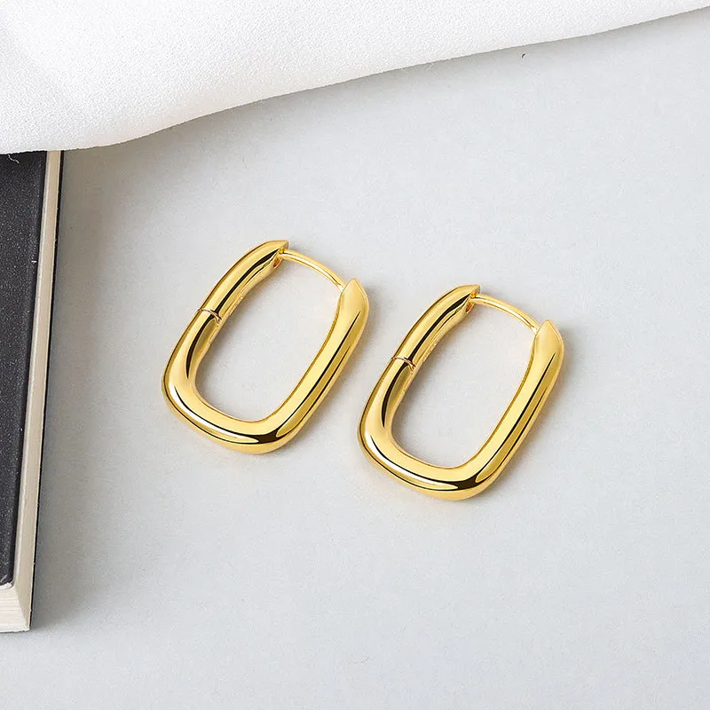 Boucles d'oreilles en forme de O en argent Sterling 925 pour femmes, bijoux géométriques en or français, accessoires de fête, cadeaux S-E1379