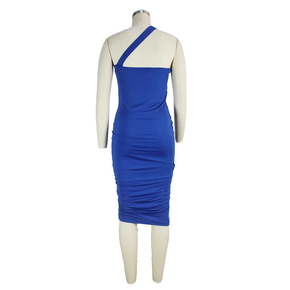 Kobiety Sukienki Letni Produkt Deep Blue Bodycon Midi Eleganckie Party i Suknie Ślubne Spaghetti Pasek Szata Sundress 210525