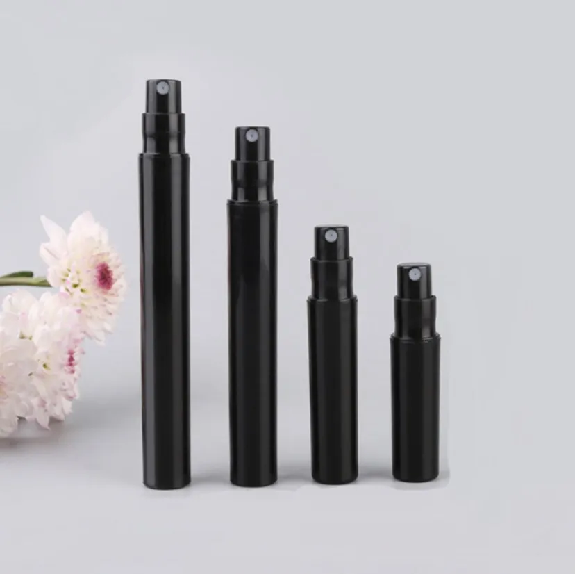 100ピース/ロット2ml 3ml 4ml 5ml小型プラスチック香水スプレーボトル黒サンプルミスト噴霧器アトマイザーポンプ