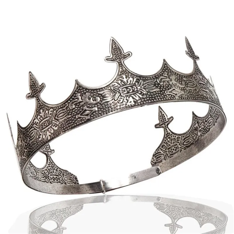 Барочный старинный металлический круг Tiaras Royal Queen King Crown Crown Bridal Diadem Prom Headdress свадебные волосы ювелирные изделия головы орнаменты 220217