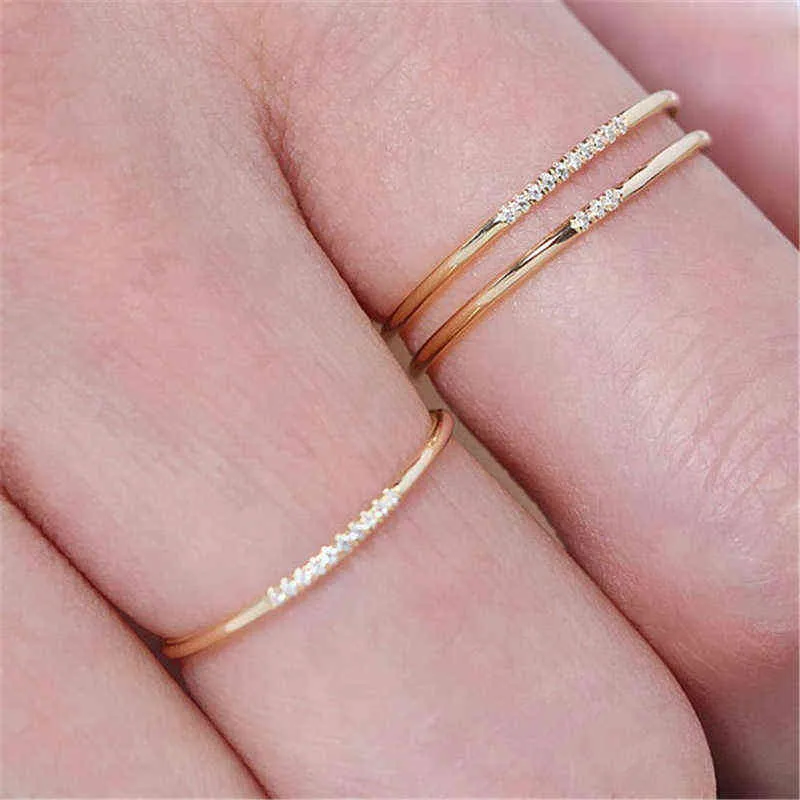 14K Gold Filled Zircon Rings Knuckle Boho Jewelry Anillos Mujer Bague Femme Minimalism Anelli Donna Aneis Ring For Women 211217