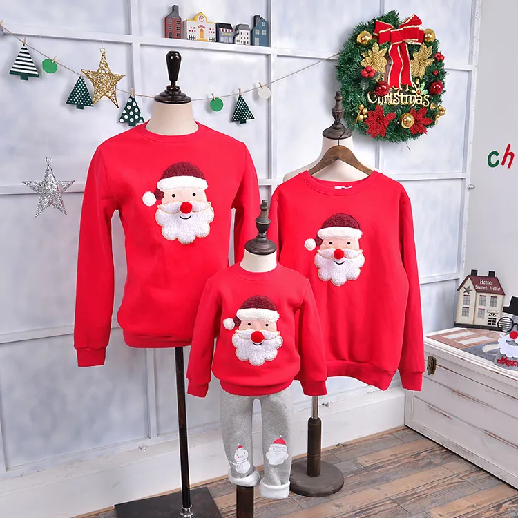 Hohe Qualität Weihnachten Erwachsene Kinder Pyjamas Mama Und Tochter Family Match Santa Claus Elk Pullover Weihnachten Sweatshirt Outfits 220302