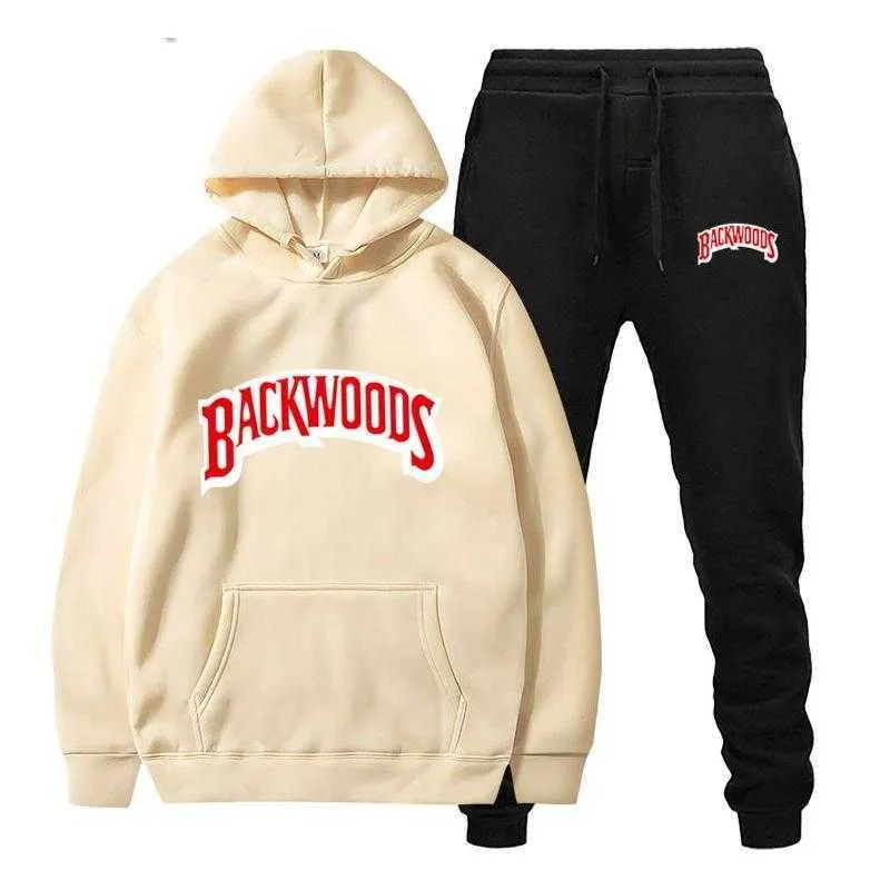 Moda Marca Backwoods Set de hombres Fleece Hoodie Pantalón Threar Tallsuit Sportswear Sported Trigate Trajes de Sudadero Masculino Swearst Traje H0831