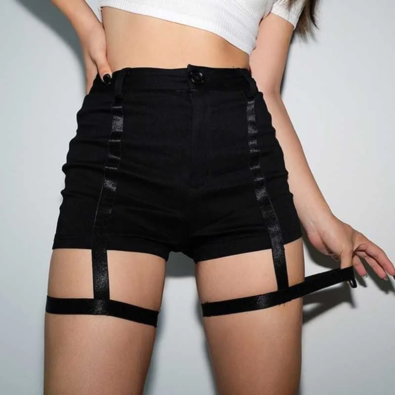 Shorts For Women Summer Booty Korean Style Sexy Black Sports Sweatpants Leather Slim Hip women's shorts 210719