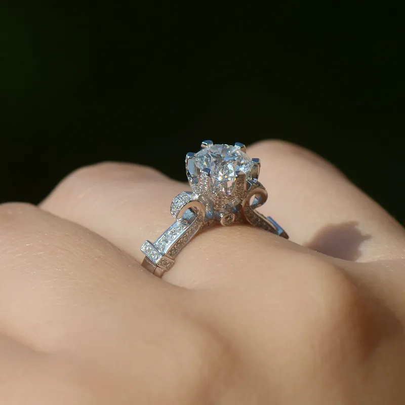 14K Biały Złoty Naturalny Kamień z poduszką Cyrkonian Diament Ring dla Kobiet Anillos De Bizuteria Bijoux Femme Biżuteria