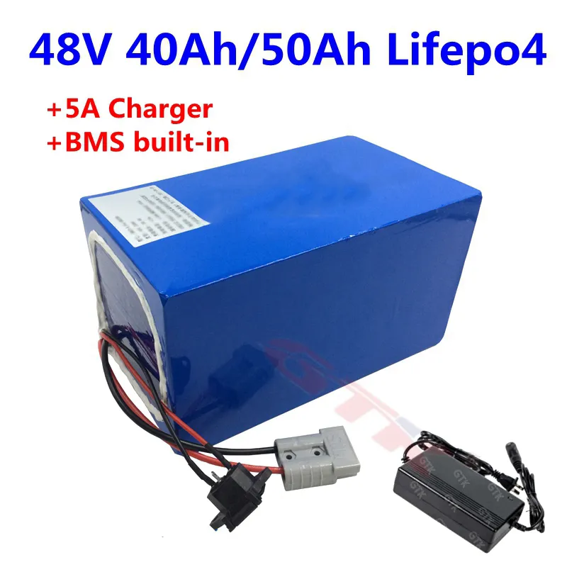 48V 40AH 50AH LifePO4バッテリーパックは、電動自転車用電動用品用電動スクーター電気トリサイクル用の組み込みBMSを備えています