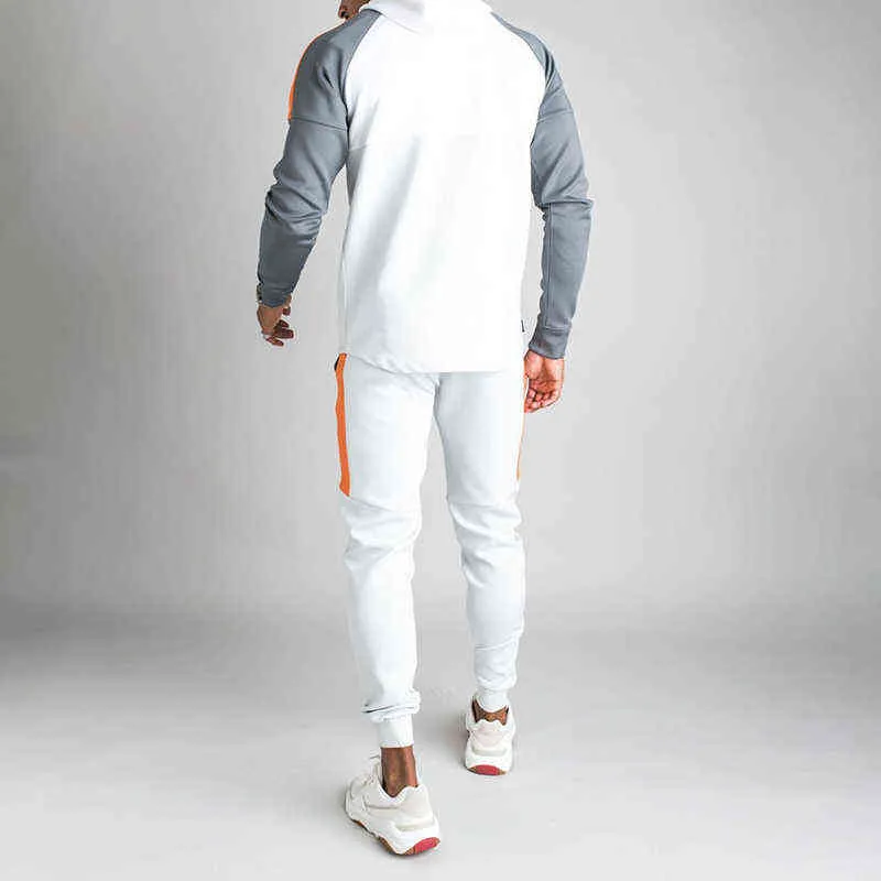 2021 novo outono e inverno jogging cor sólida cor sportswear + calças terno zíper hoodie hoodie calor moda casual wear g1217