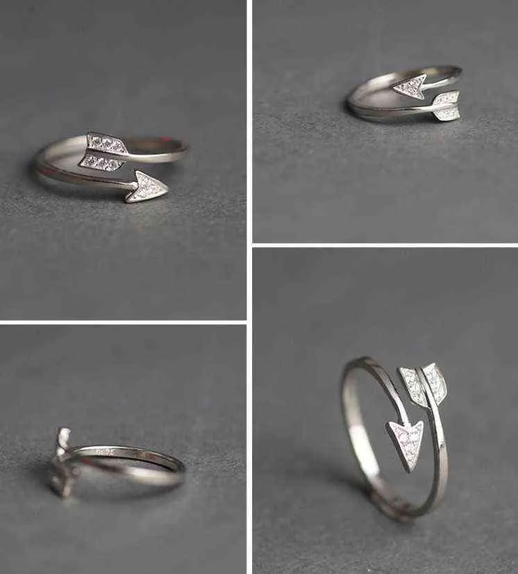 Anéis de animal dos desenhos animados Anéis de gato para mulheres cor de prata de jóias moda seta de cristal abertura anéis de abertura acessórios anillos mujer g1225