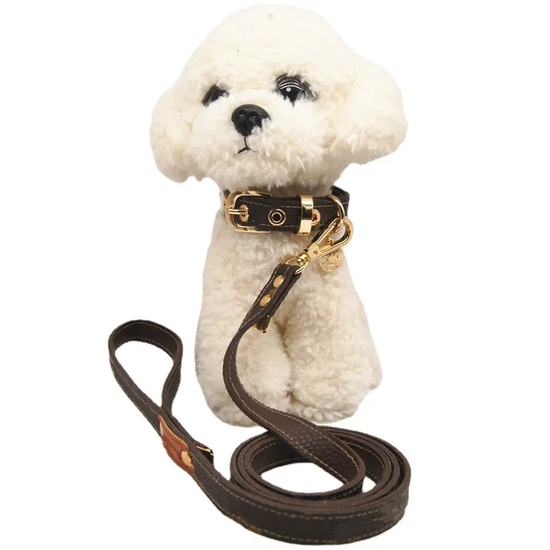 Luxury Designer Set New British Fashion Print Pet Strong and Durable Small Dog Collar Leash X-001206v