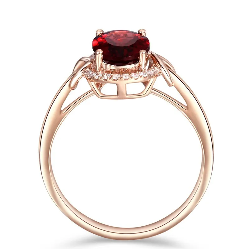 European and American Fashion High-End European and American Ruby Diamond Ring Plated 18K Rose Gold Love Interwoven Red Crystal Proposal Rin