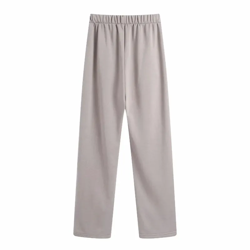 Pantaloni dritti lavorati a maglia in vita elastica da donna Pantaloni larghi semplici da donna casual P1950 210430