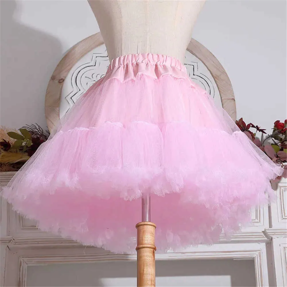 Vintage giapponese gotico nero cosplay sottoveste lolita gonna tutu abito di ballo grazioso balletto che tocca il fondo gonna corta carino kawaii 210619