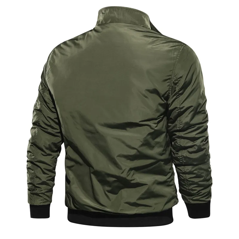 Men's Slim Bomber Jackets Outerwear Casual Long Sleeve Jackes and Coats Clothing Plus Size