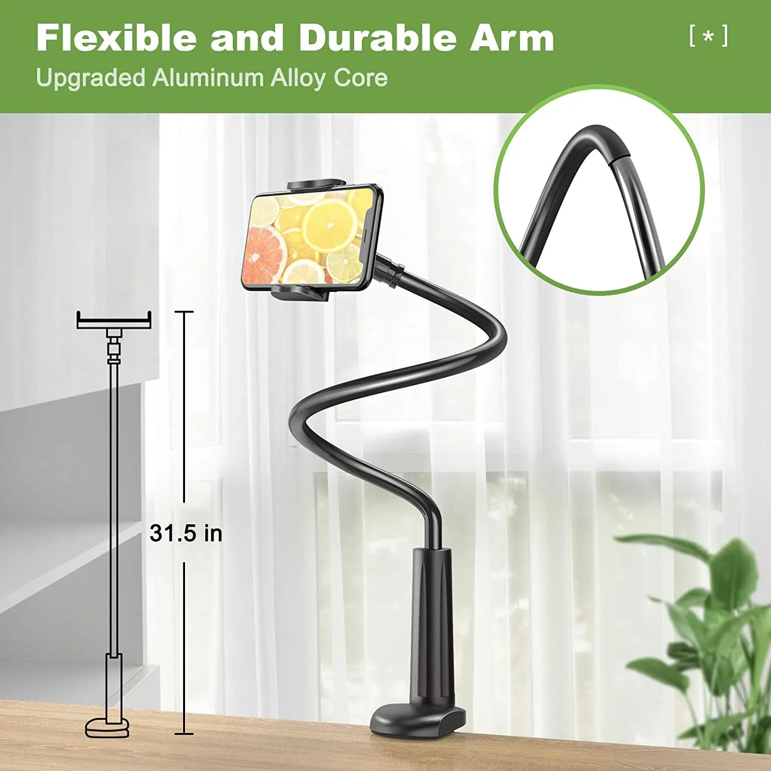 Suporte de células gooseneck, Universal 360 Flexivel Telefone Stand Lazy Bracket Mount Braçadeira Todos Smartphone 3.5 ~ 6.5 ''