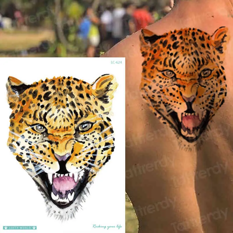 Adesivo impermeabile Tatuaggi temporanei a mano piena Tatuaggio a manica Trucco la pelle Disegni tribali Il re del tatuaggio animale