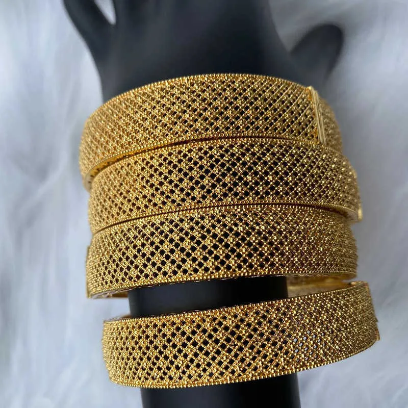 Ethiopian Bracelet Gold Bangles for Women Gold Dubai Bride Wedding Africa Bangle Arab Jewelry Gold Charm Q0722