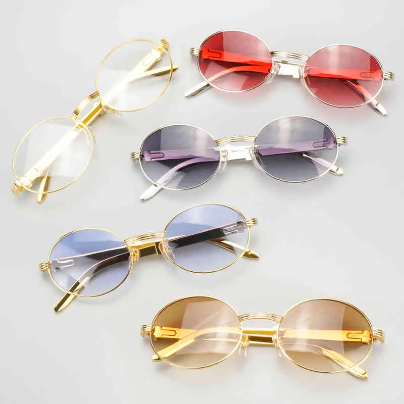 2024 10% de réduction sur le concepteur de luxe Nouveaux lunettes de soleil pour hommes et femmes 20% de réduction sur les gafas uniques vintage Gafas en acier inoxydable Myopie rétro Computer Yellow Women Sungass déco