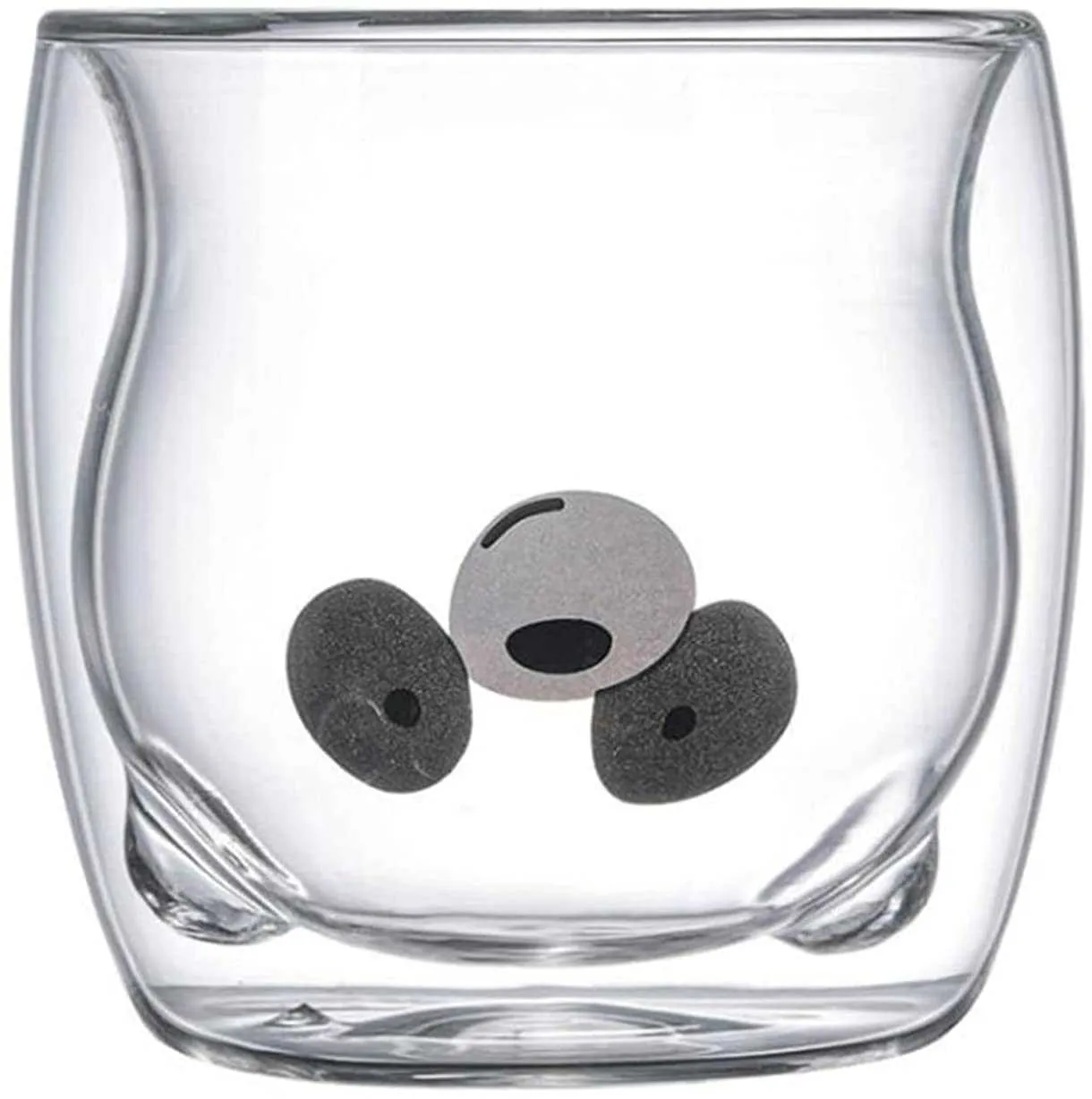 Śliczne kubki niedźwiedzia Izolowane podwójne szklane szklane szklane kubki Sok mleczny czekoladowy cappuccino home299a5332606
