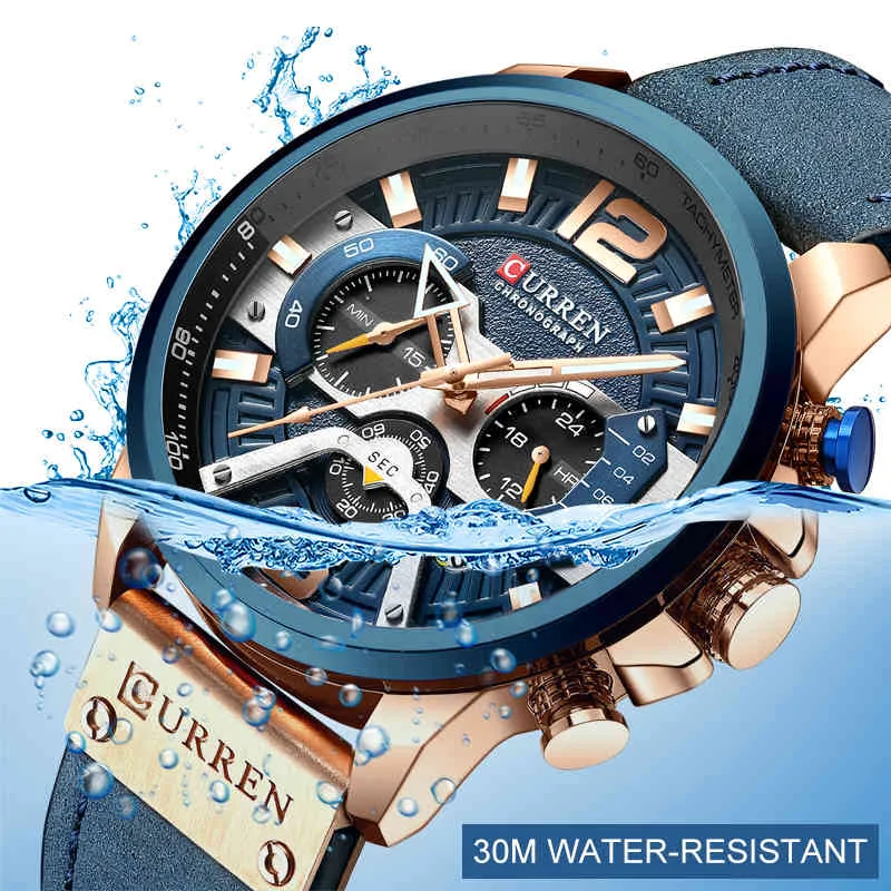 Curren Luxury Brand Men Analog Leather Sports Watch