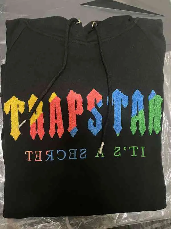 hoodie Trapstar rainbow towel embroidery decoding hooded sportswear men and women sportswear suit zipper trousers