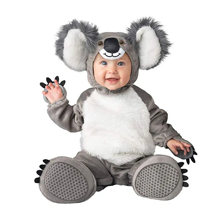 Costume da bambola mascotte 0-3 anni Neonati maschi Cartoni animati Dinosauro Koala Fiori Pagliaccetti Bambini Gioco di ruolo feste Vestire Vestito Costume di Halloween