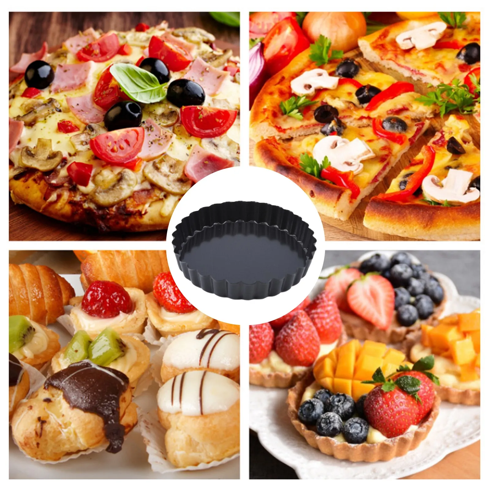 New 8-12cm Mini Pie Muffin Cupcake Pans Crostata antiaderente Quiche Flan Pan Stampi Pizza Cake Mold Fondo rimovibile Rotondo Bakeware