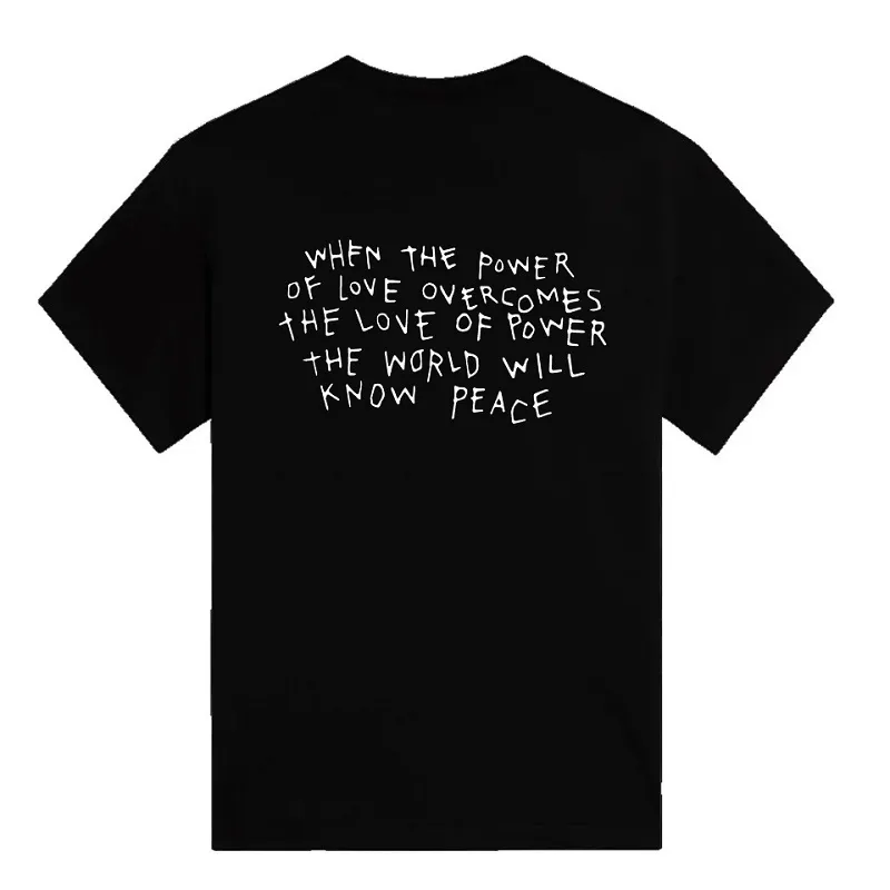 Streetwear Peace Love Brief Gedrukt Mannen T-shirt Menselijke rechten Grafische T-stuk Katoen Pover van Liefde Inspirerende Citaten Grunge Doek 210518