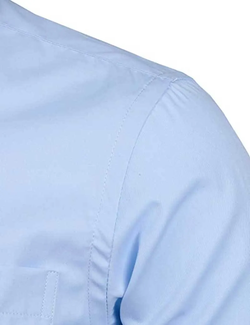 Céu do homem azul Slim Fit Dress Camisas Slim Fit Camisa de Manga Longa Camisa Homens de Algodão Top Quality Negócio Camisa Formal Com Bolso 210522