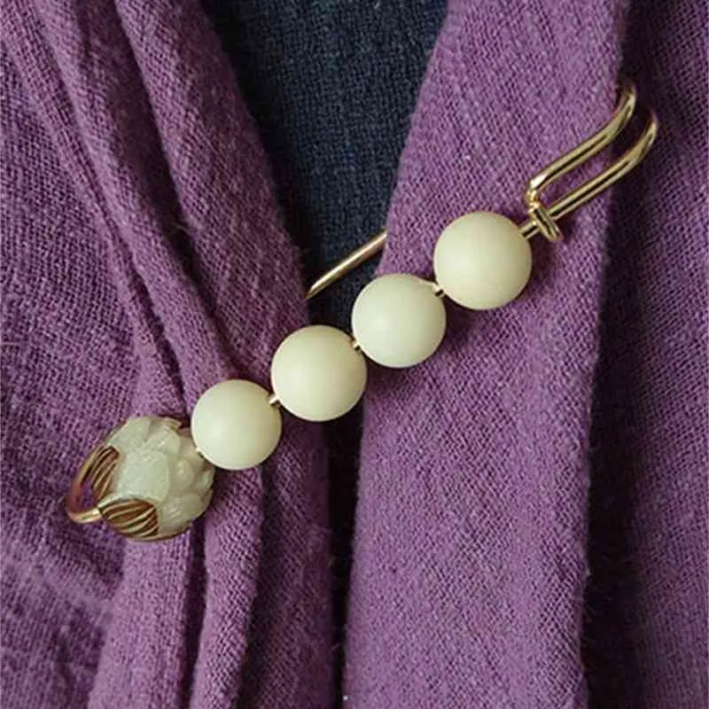 Koraliki Pearl Lotus Pin Broszka Szal Bodhi Kobiet Klamry Płaszcz Sweter Z Białą Zieloną Handmade Biżuterią