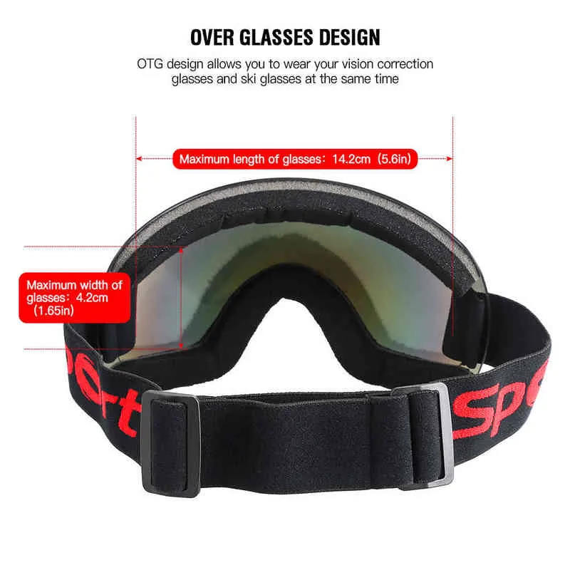 Kış Kayak Gözlüğü Unisex Snowboard Gözlüğü Dişli Kayak Sporu Yetişkin Gözlük Buğu Önleyici UV Lens ABS Kayak Maskesi Açık Spor 220.110