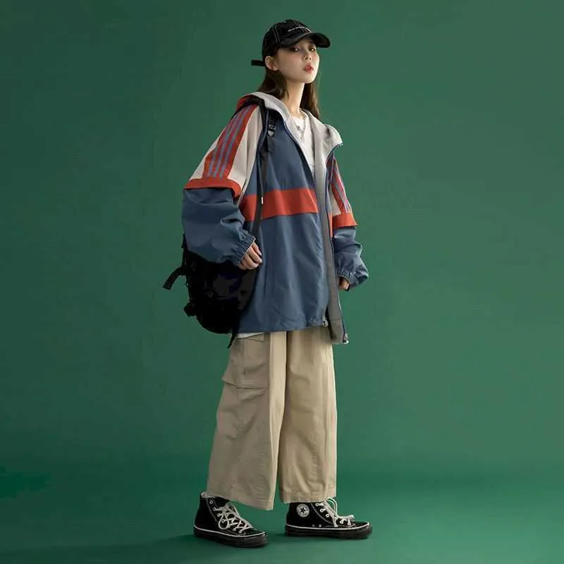 Le giacche da donna indossano entrambi i lati in primavera e in autunno le donne coreane sciolte sottili all-match giapponese bf wind 210922