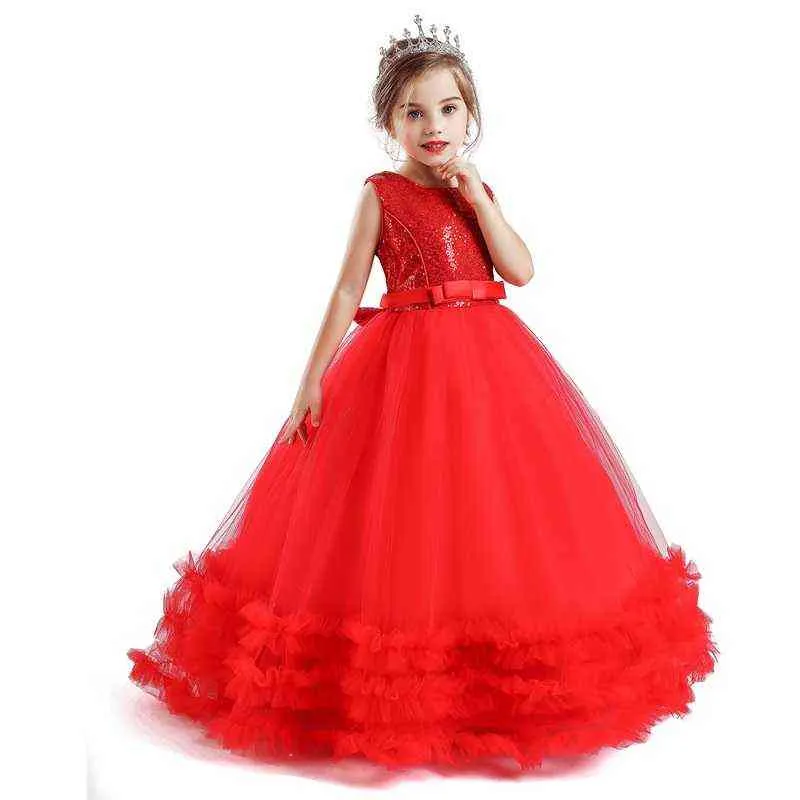Robe de princesse de mariage pour fille fleur enfants demoiselle d'honneur longue robe nouvel an robe rouge dos nu conception vêtements soirée tenue de soirée G1215