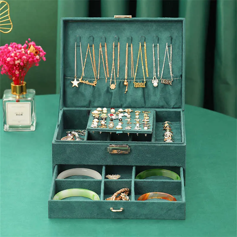 XINSOM Jewelry Box Organizer Casket High Capacity Necklace Earrings Rings Bracelets Jewelry Packaging Display Box Christmas Gift 211014