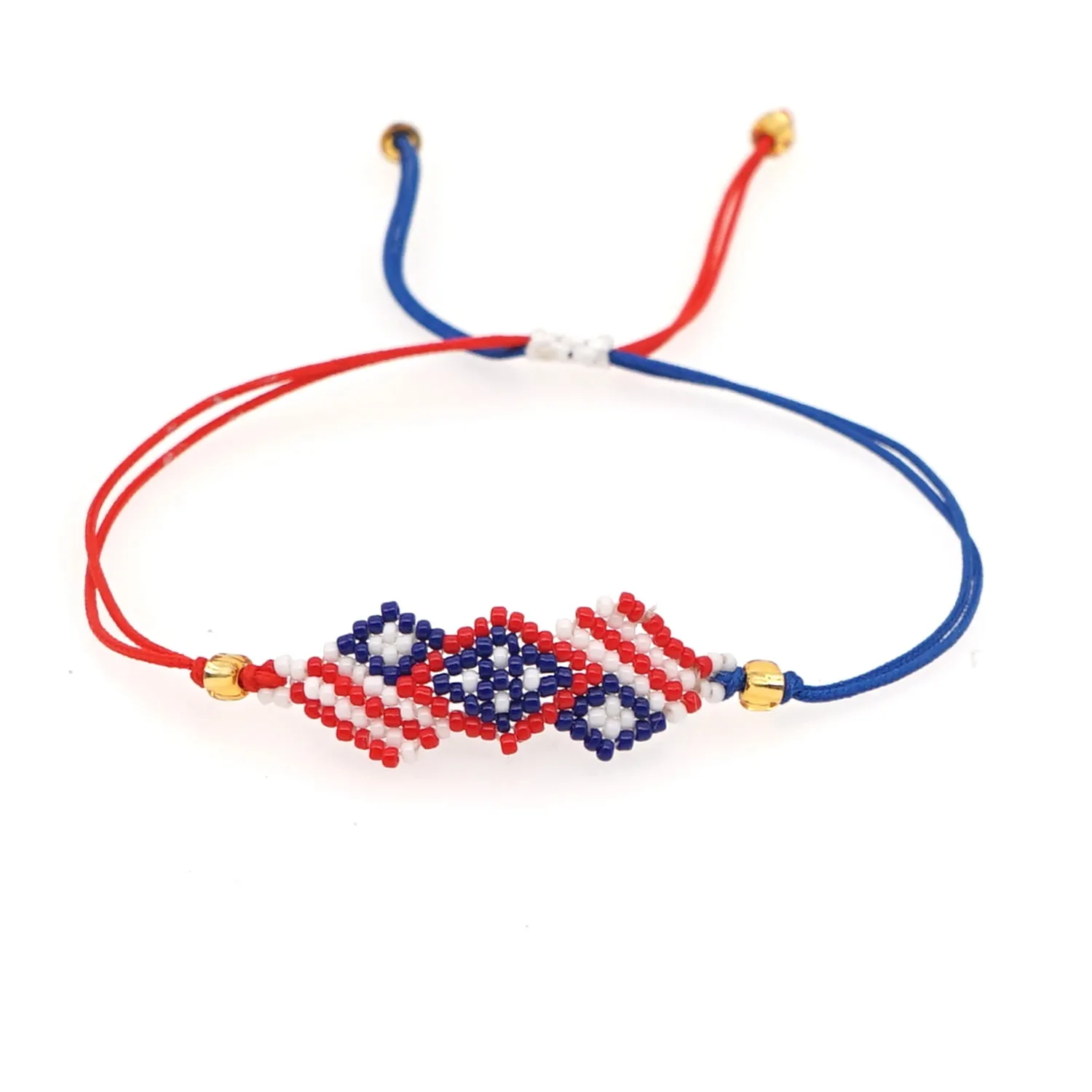 Amérique drapeau Bracelet unisexe 2021 à la mode à la main Miyuki perle bijoux réglable corde USA Bracelets en gros