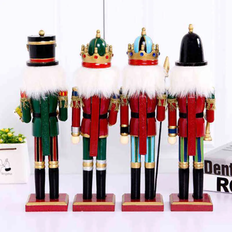 Trä Nötknäppare Soldat Figuriner Ornament 30cm Docka Desktop Hantverk Barngåvor Juldekorationer för hem 211108