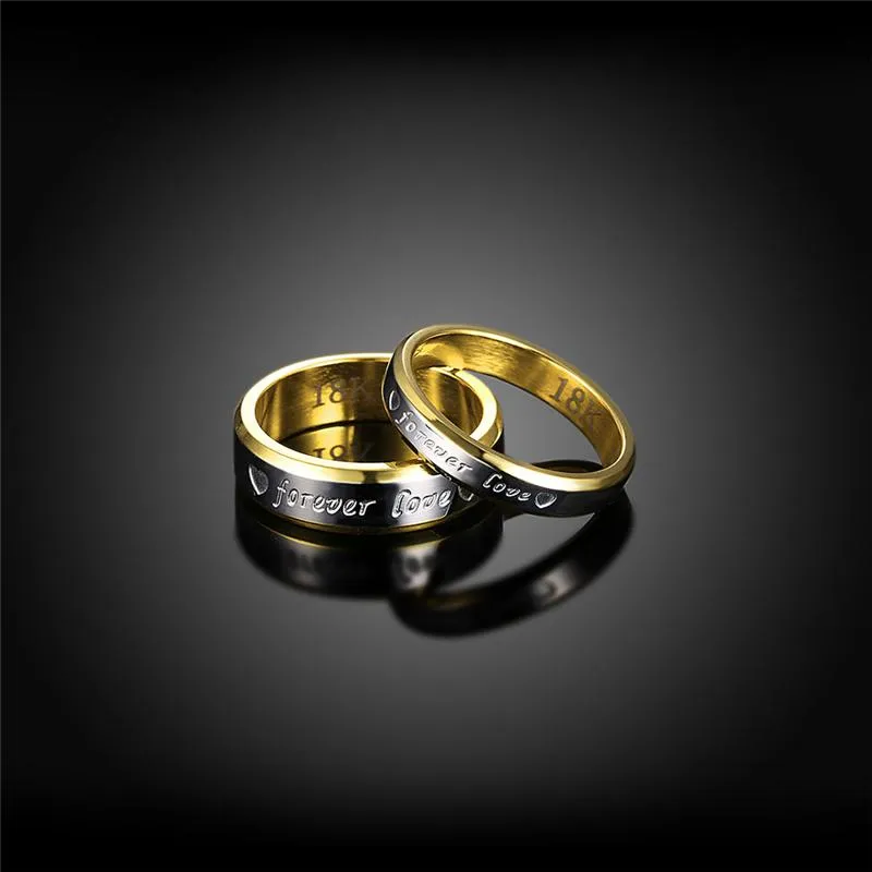Trouwringen Paar Ring Sets Voor Man Vrouwen 18K Goud Kleur GP Forever Lover Band Engagement Bague Femme Mode-sieraden Gi221n