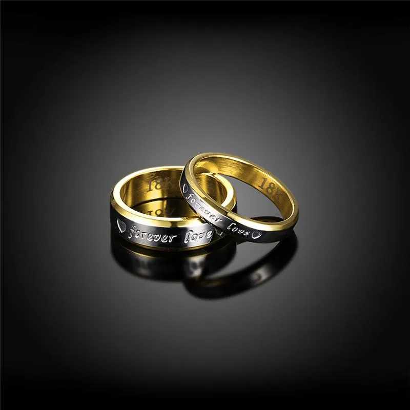 Wedding Rings Couple's Ring Sets For Man Women 18K Gold Color GP Forever Lover Band Engagement Bague Femme Fashion Jewelry Gi221n