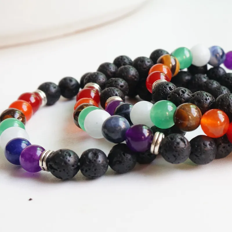 Bracelets de perles brins bijoux en pierre naturelle 7 Chakra anxiété diffuseur d'huile essentielle pour cadeaux 8794382