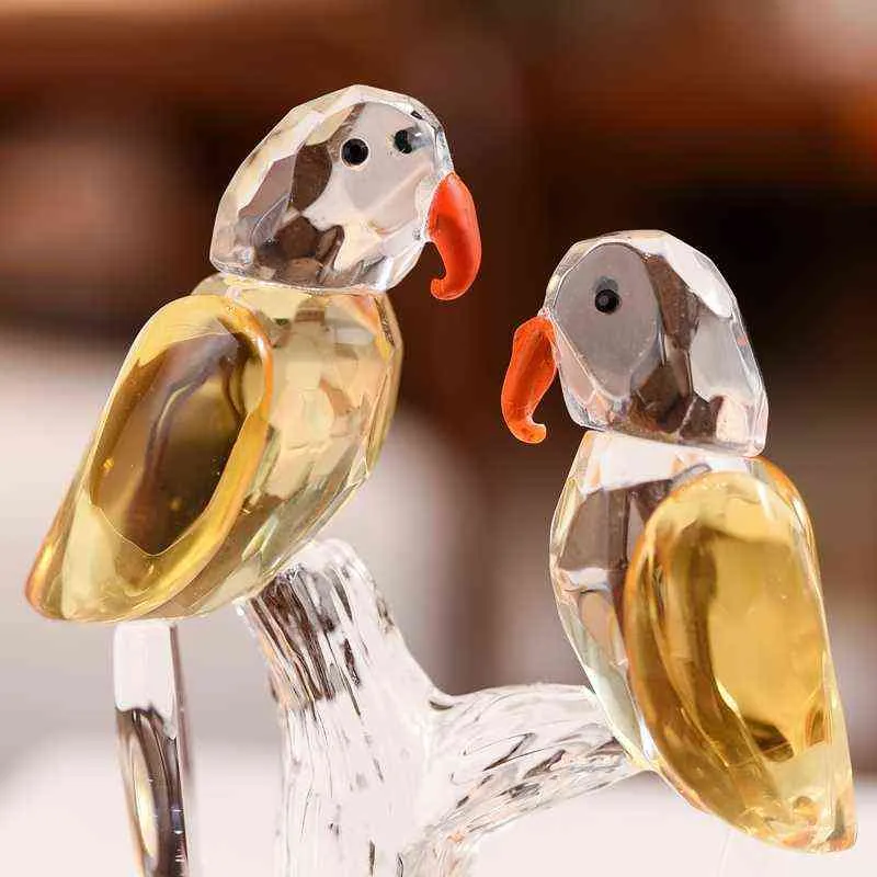 Elegant Glas Dier Vogel Beeldjes Papergewicht Crystal Craft Miniatuur Beeldje Xmas Geschenken Home Wedding Decor 211108