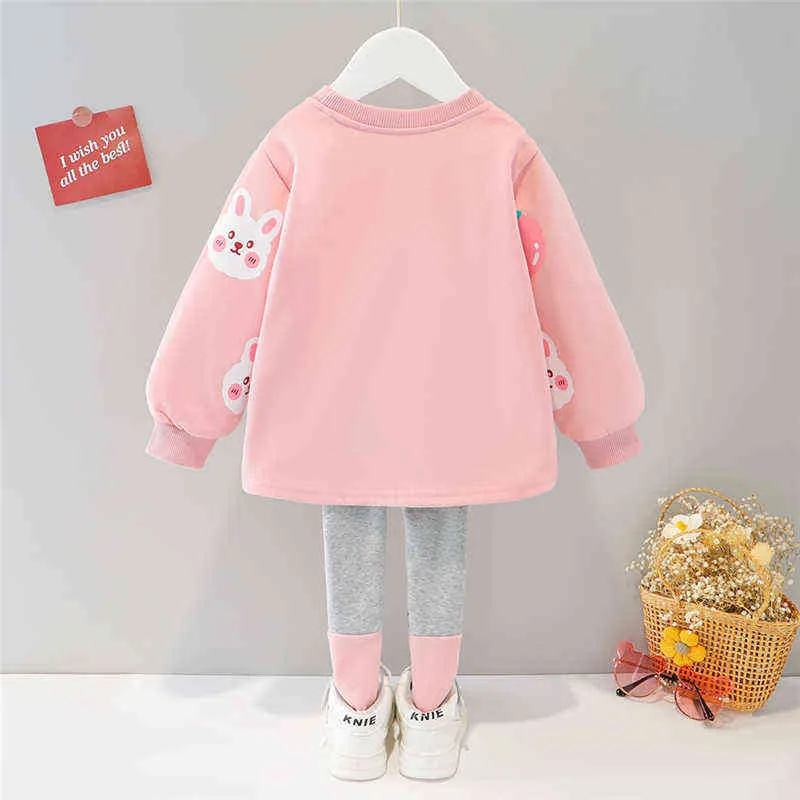 HYLKIDHUOSE, conjuntos de ropa de otoño para niñas pequeñas, camiseta de manga larga de conejo de dibujos animados para niños, pantalones, ropa informal para niños, atuendo infantil 211104