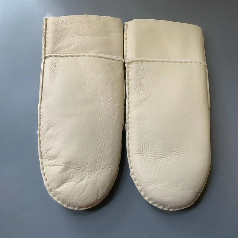 Cinco Luvas de Fingis 2021 Inverno Mulheres Quentes Mitenas 100% Genuíno Ovelha Ovelha Natural Lã Natural Sheepskin Espessurado ao ar livre