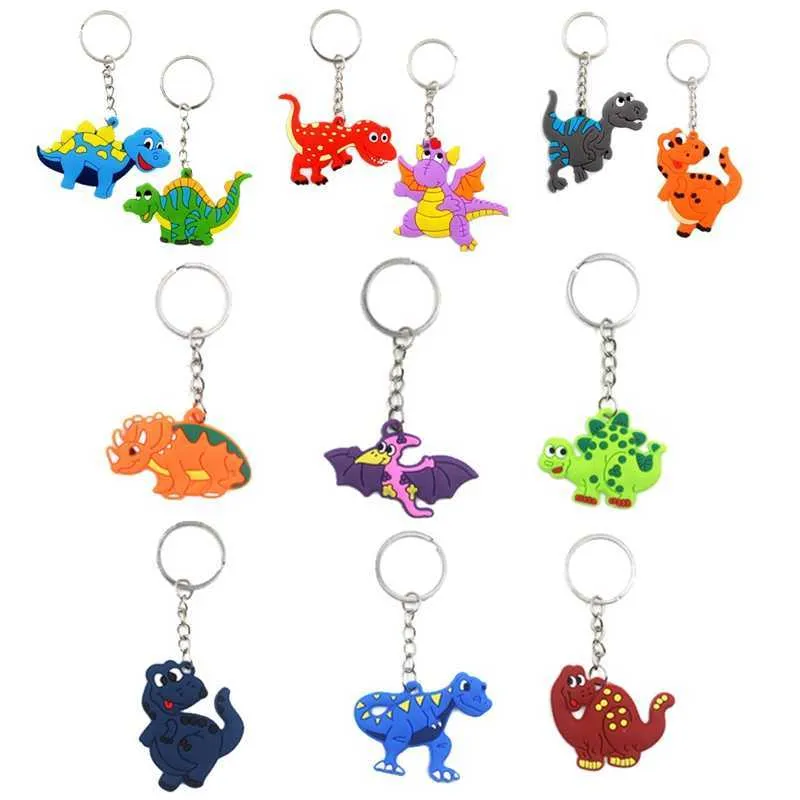 12 pièces/ensemble bébé dinosaure porte-clés enfants doux PVC porte-clés breloque porte-clés voiture sac pendentif en plastique dessin animé dinosaure porte-clés G1019