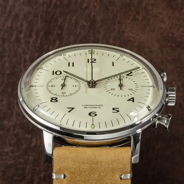 Montre chronographe mécanique de Style Bauhaus, en acier inoxydable, Vintage, Simple, 258S